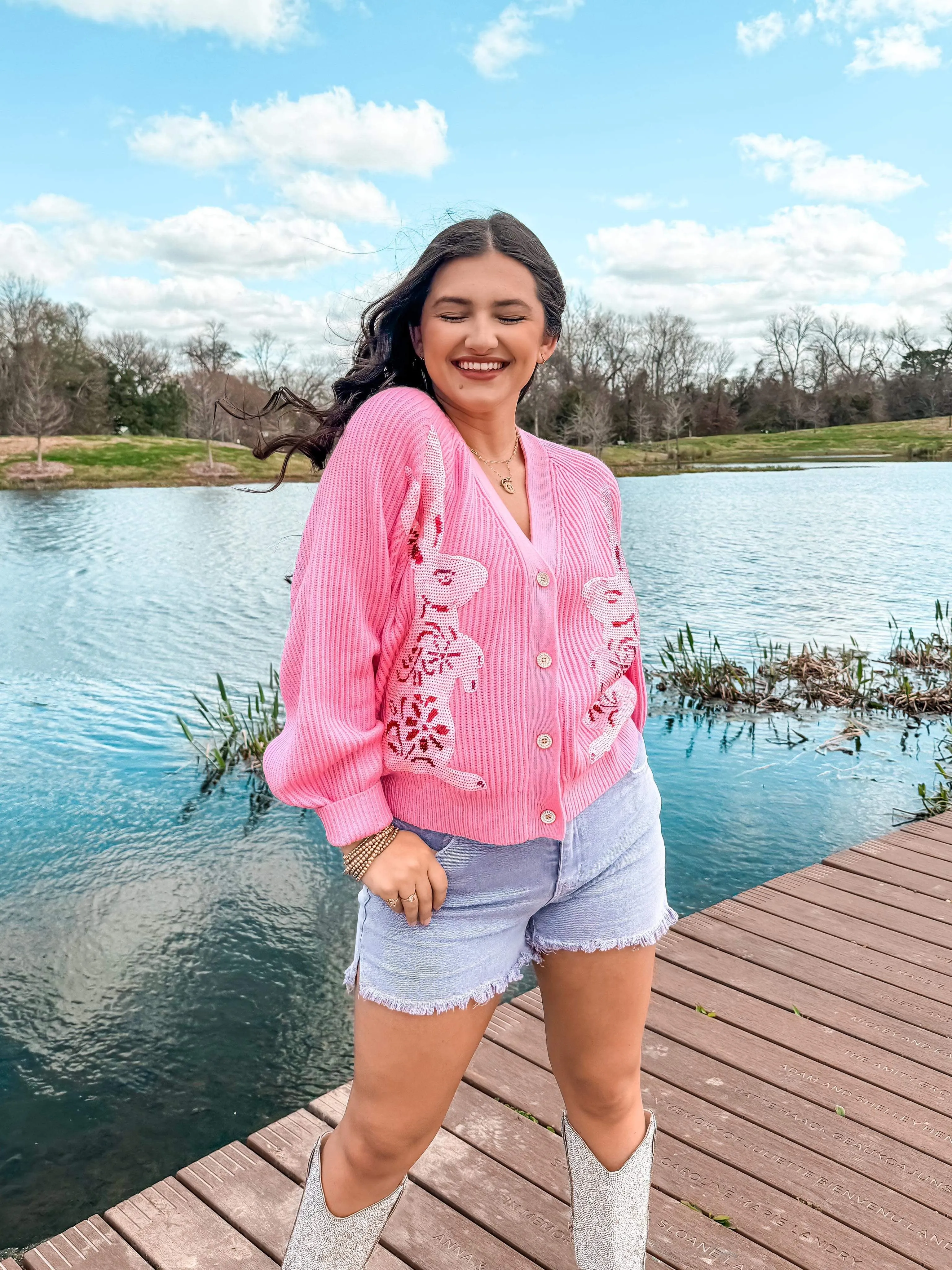 Queen Of Sparkles Pink Bunny Cardigan