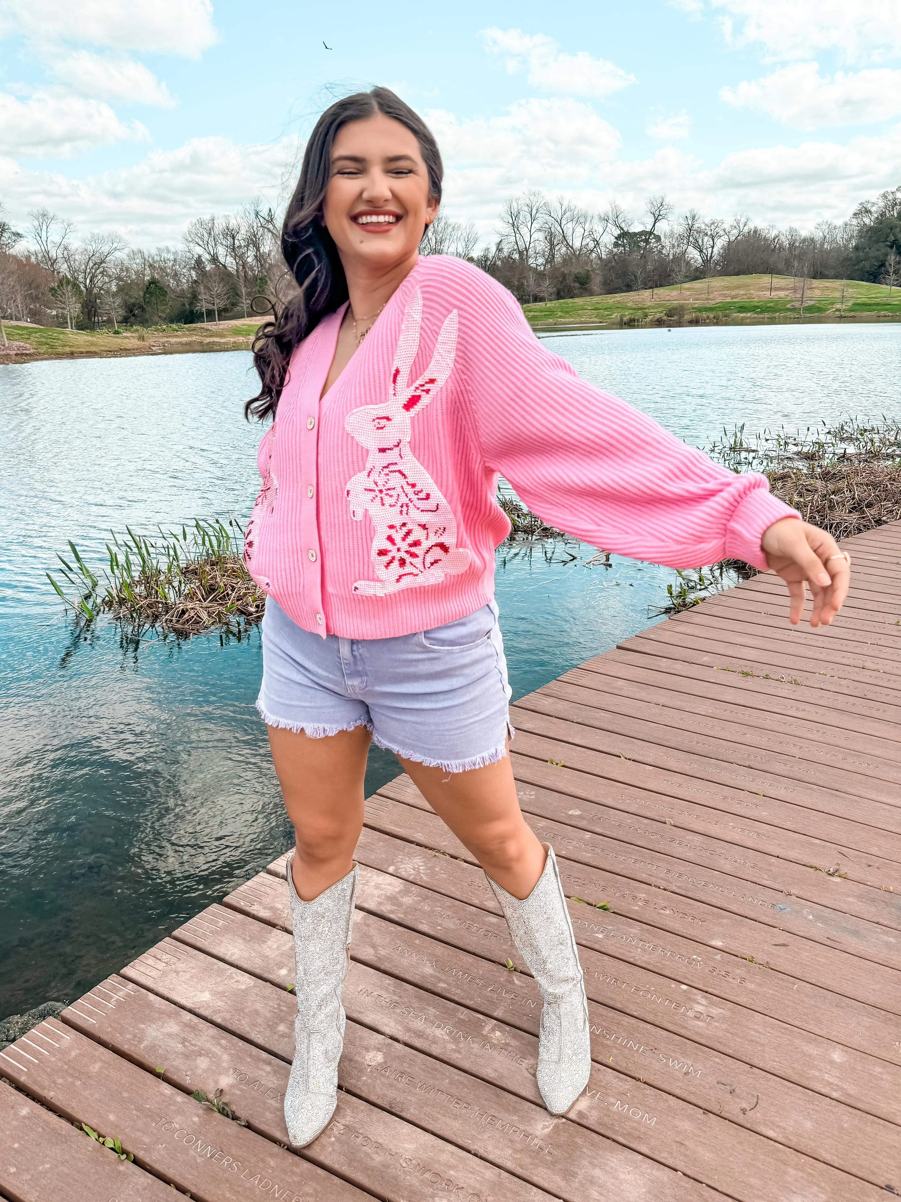 Queen Of Sparkles Pink Bunny Cardigan