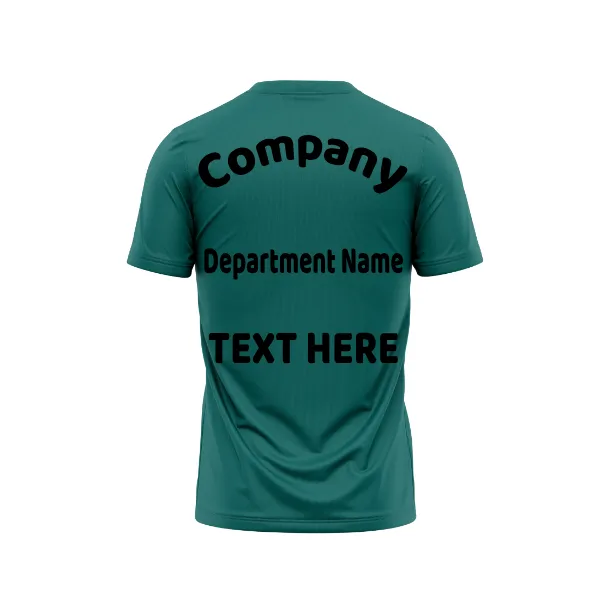 Round Neck T-Shirt With Company Name and Your Own Text Print.