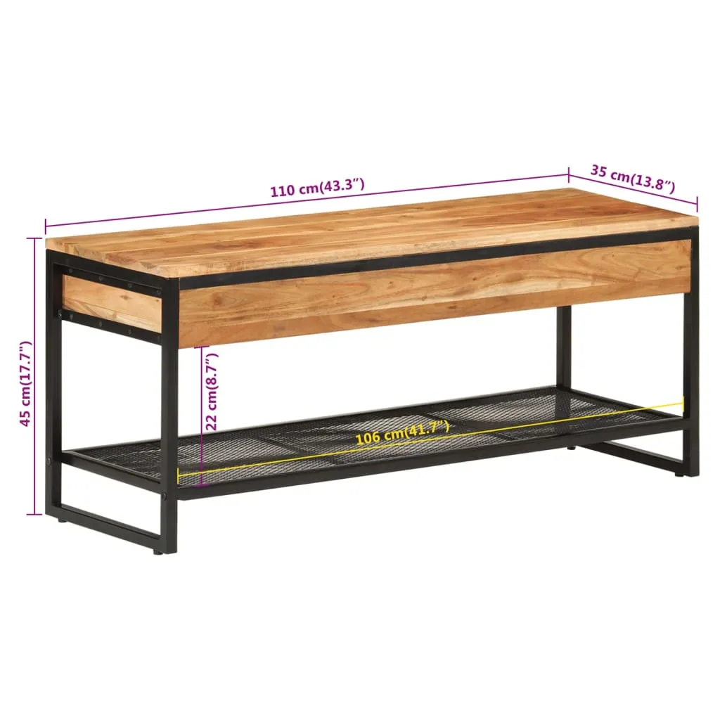 Shoe Bench 110x35x45 cm Solid Wood Acacia and Iron