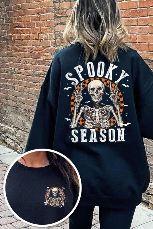 Spooky Season Skeleton Graphic Fleece Sweatshirts