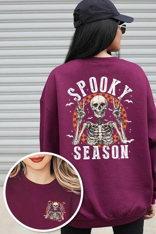 Spooky Season Skeleton Graphic Fleece Sweatshirts