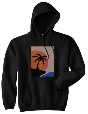 Sunset Palm Tree Vacation Mens Pullover Hoodie