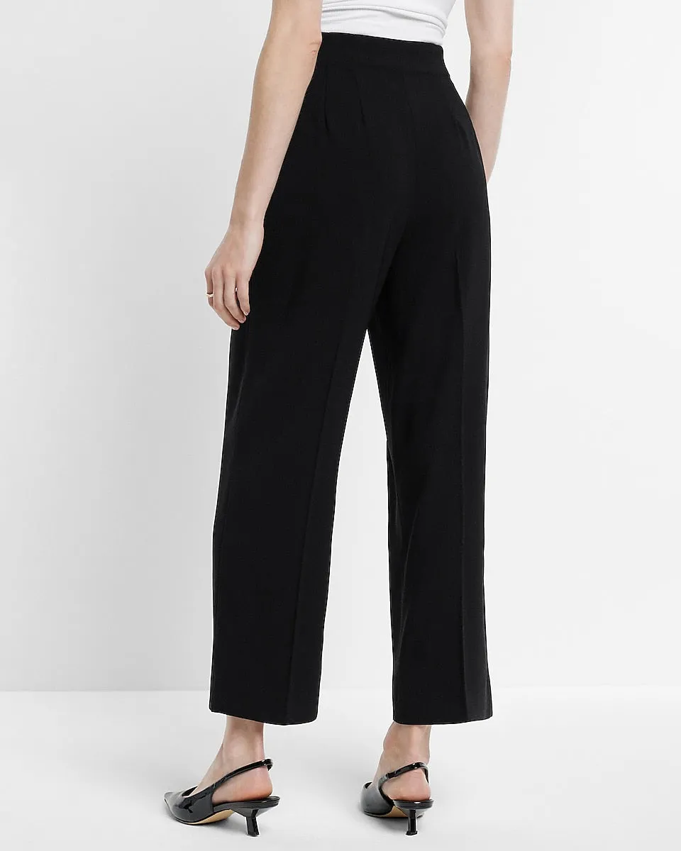 Super High Waisted Pleated Stovepipe Pant in Pitch Black