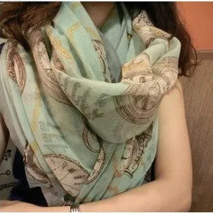 Trendy  Blue and White Porcelain Style Fashion Scarf Shawl