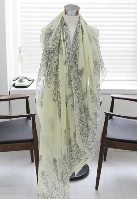 Trendy  Blue and White Porcelain Style Fashion Scarf Shawl