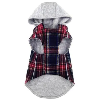 Weekender Dog Sweatshirt Hoodie - Red & Black Plaid Flannel