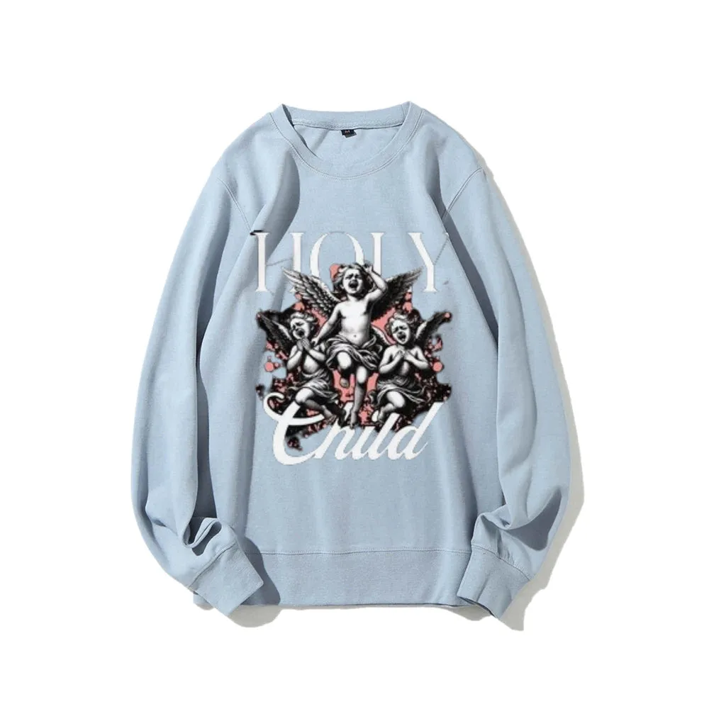 Women Vintage Holy Child Graphic Sweatshirts