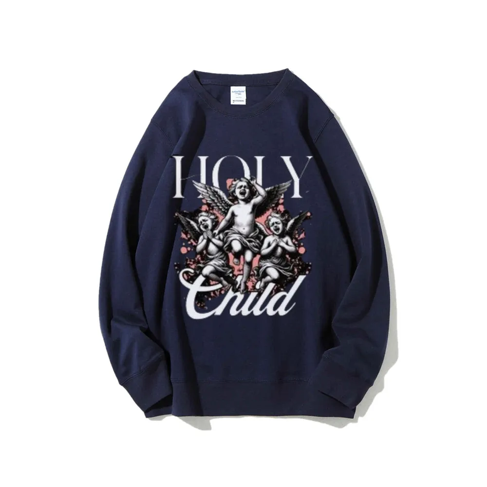 Women Vintage Holy Child Graphic Sweatshirts