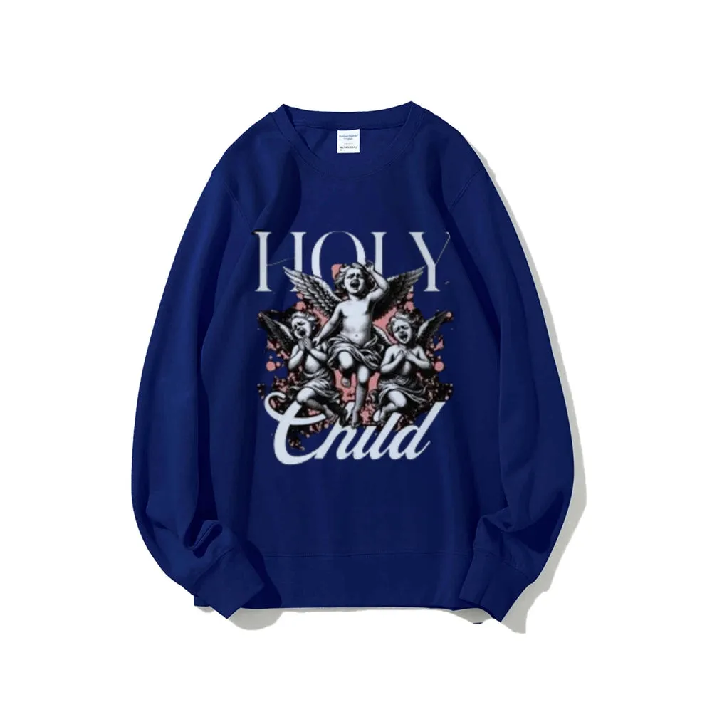 Women Vintage Holy Child Graphic Sweatshirts