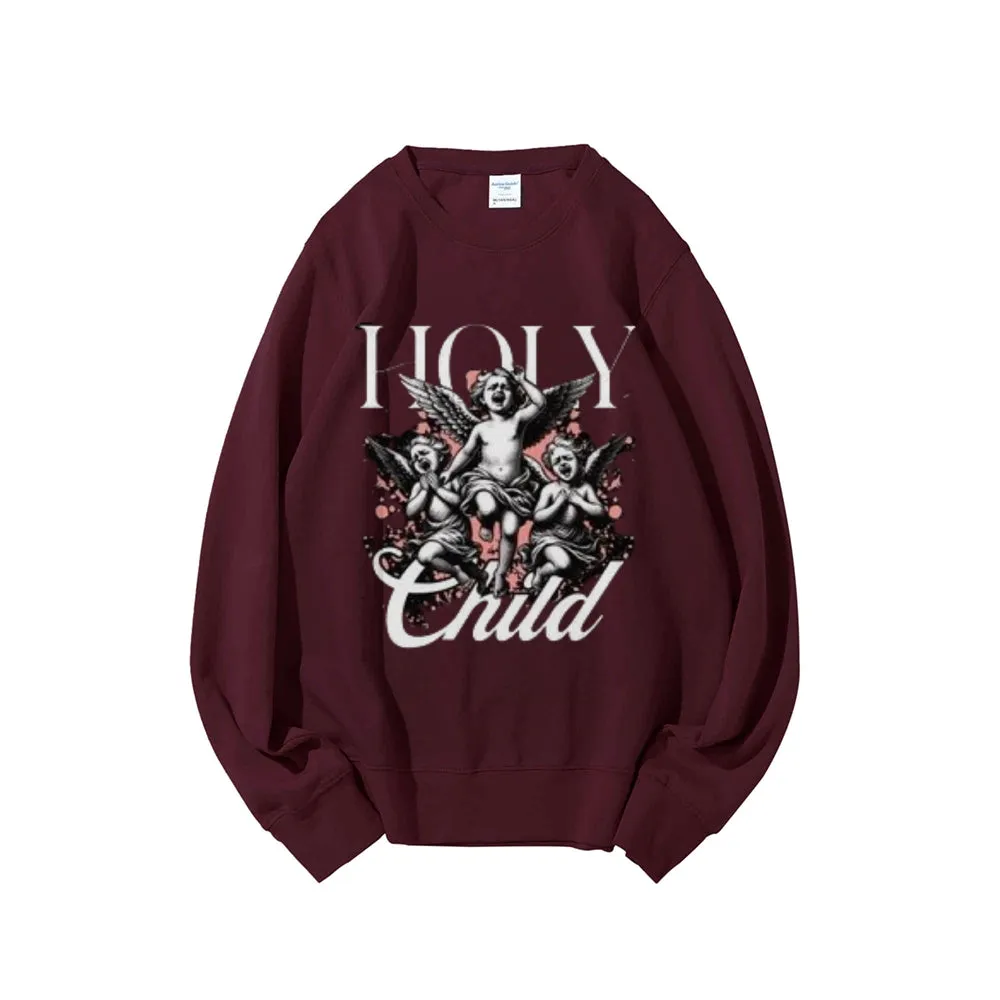 Women Vintage Holy Child Graphic Sweatshirts