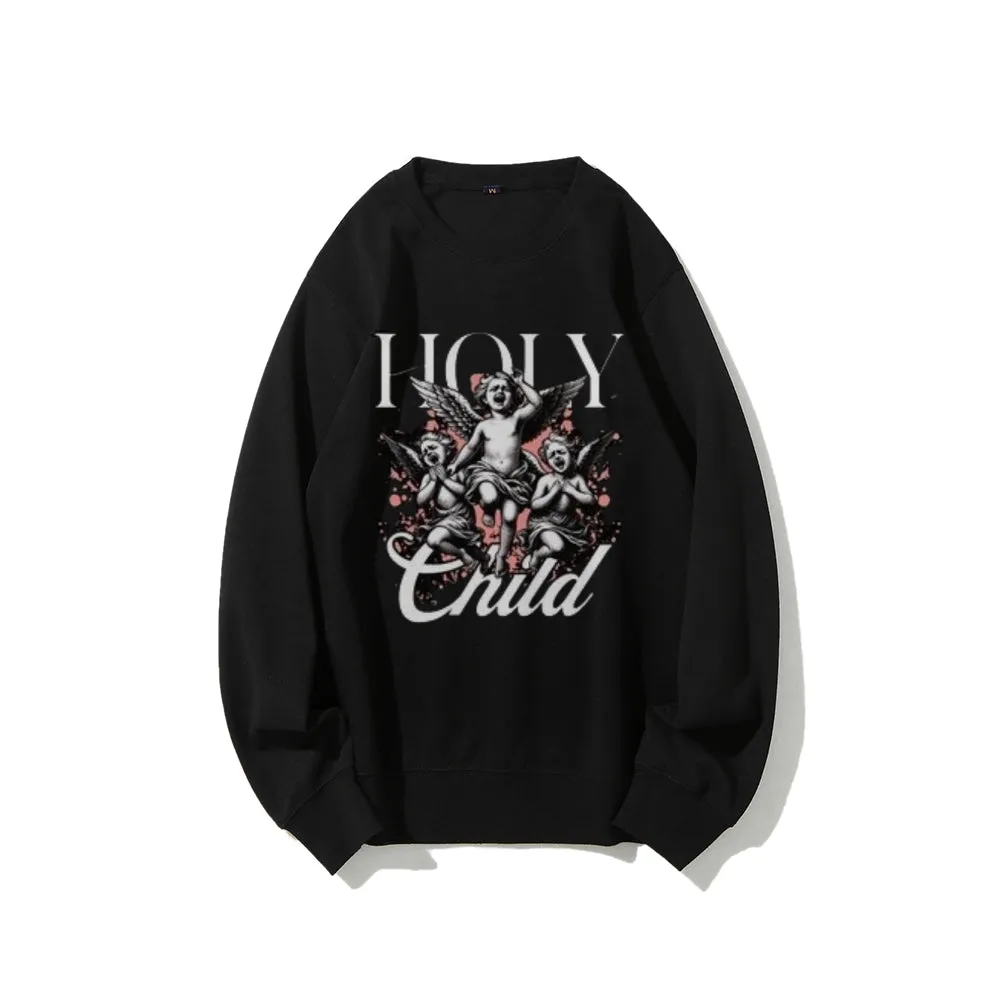 Women Vintage Holy Child Graphic Sweatshirts