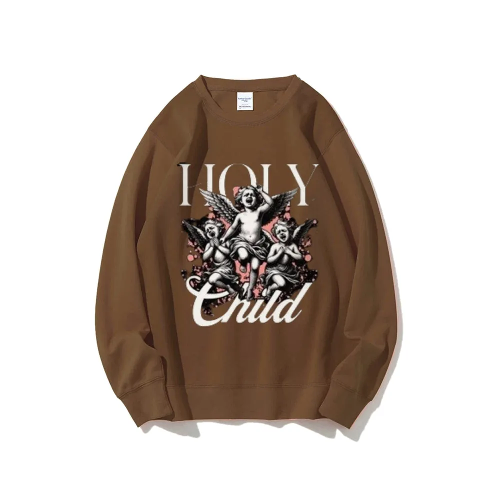 Women Vintage Holy Child Graphic Sweatshirts