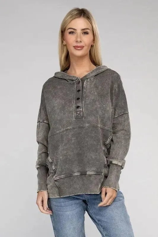 Zenana french terry kangaroo pocket hoodie