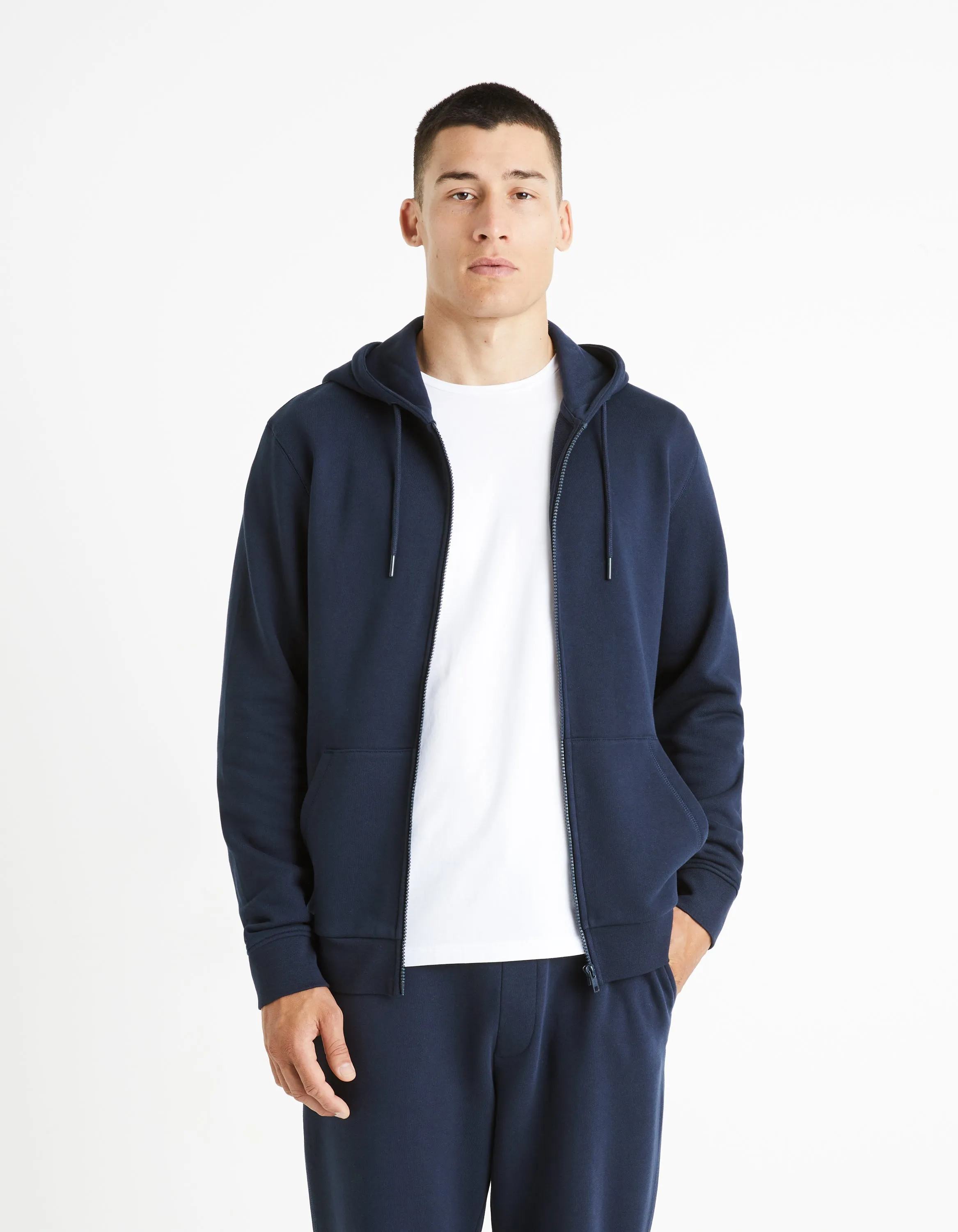 Zippered sweatshirt Hooded 100% cotton