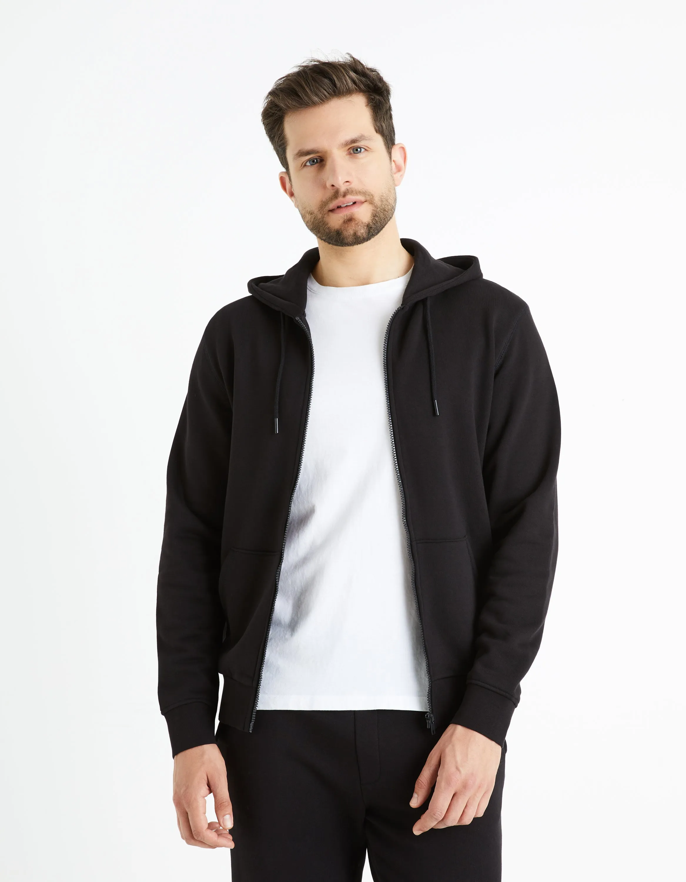 Zippered sweatshirt Hooded 100% cotton