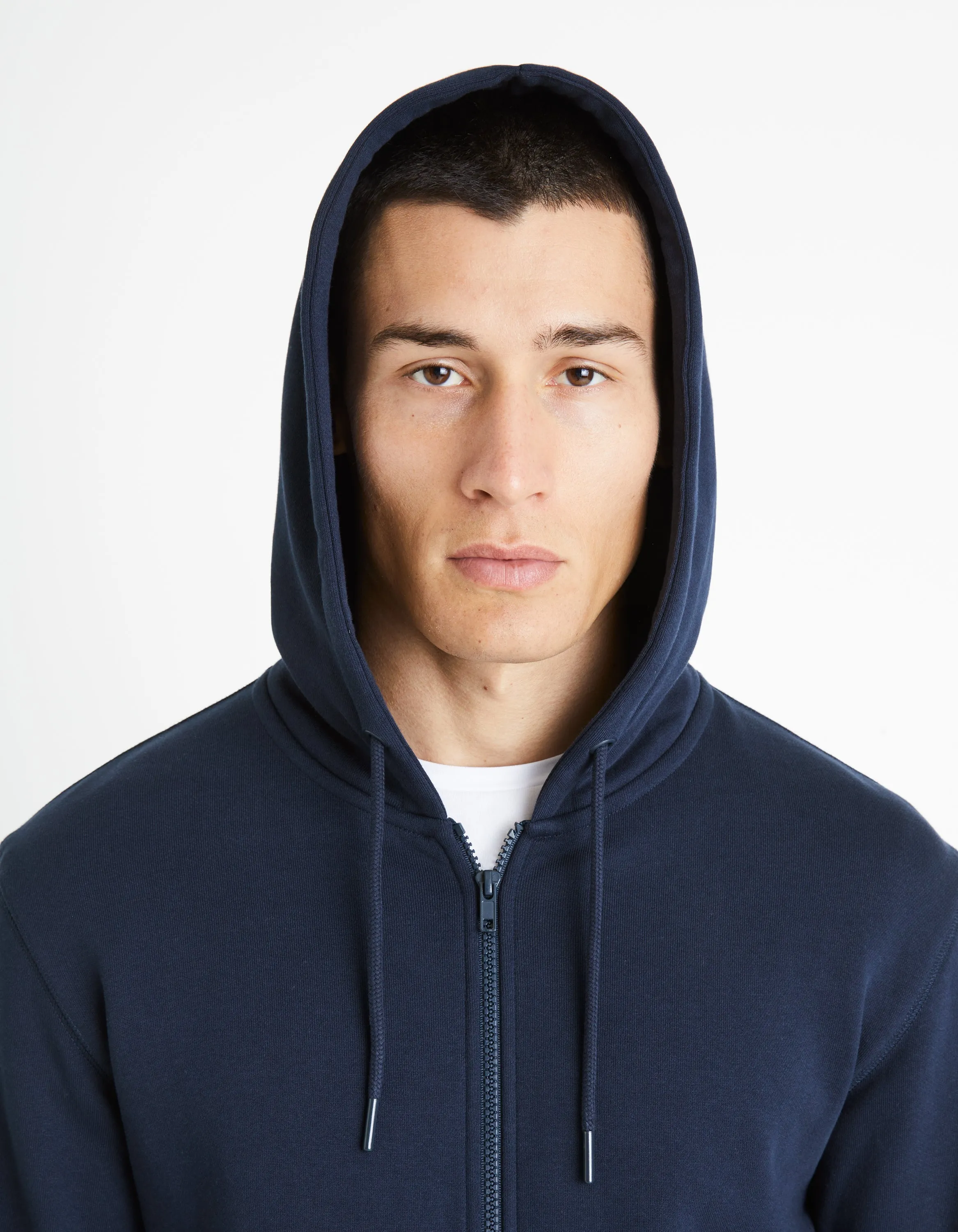 Zippered sweatshirt Hooded 100% cotton