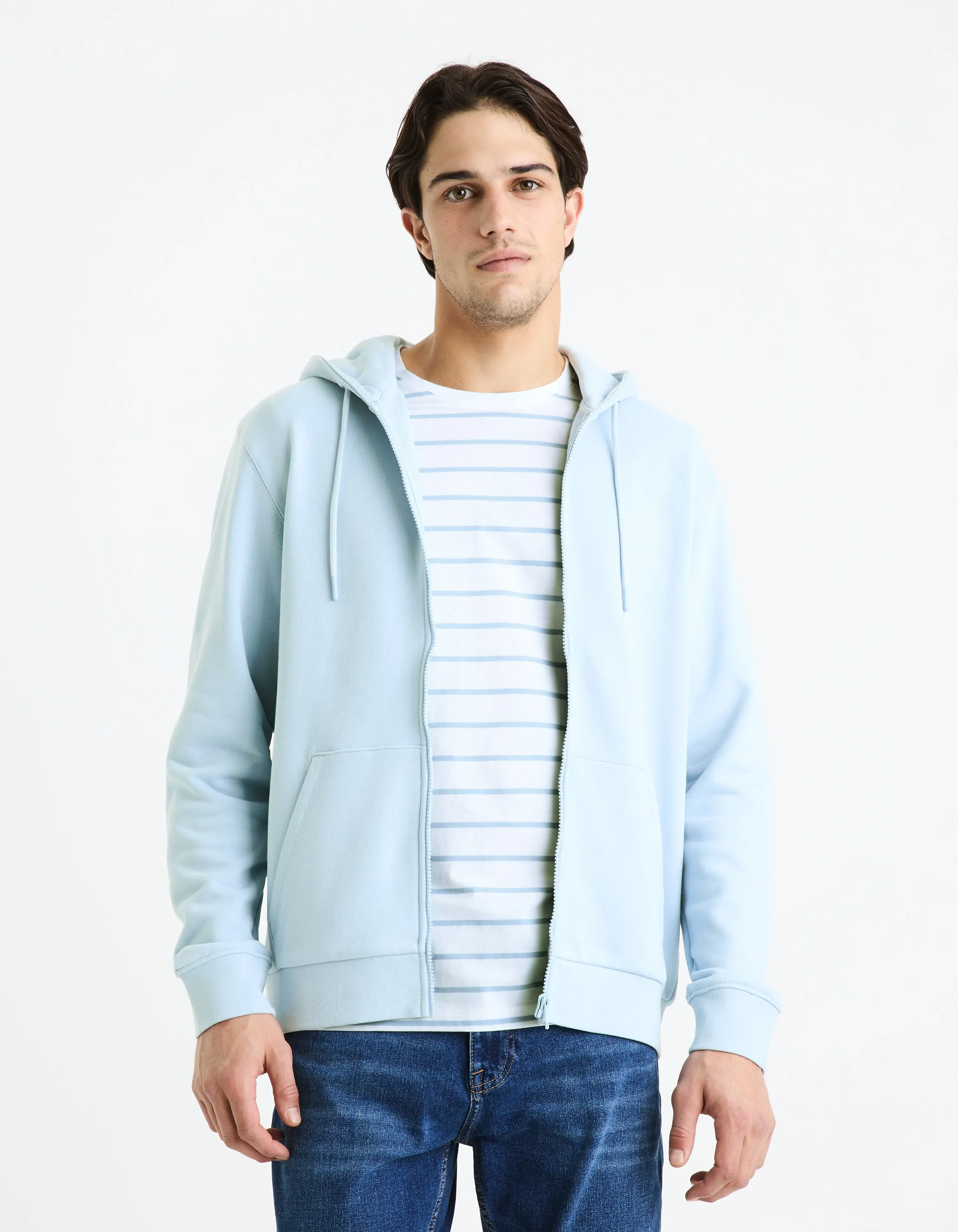 Zippered sweatshirt Hooded 100% cotton