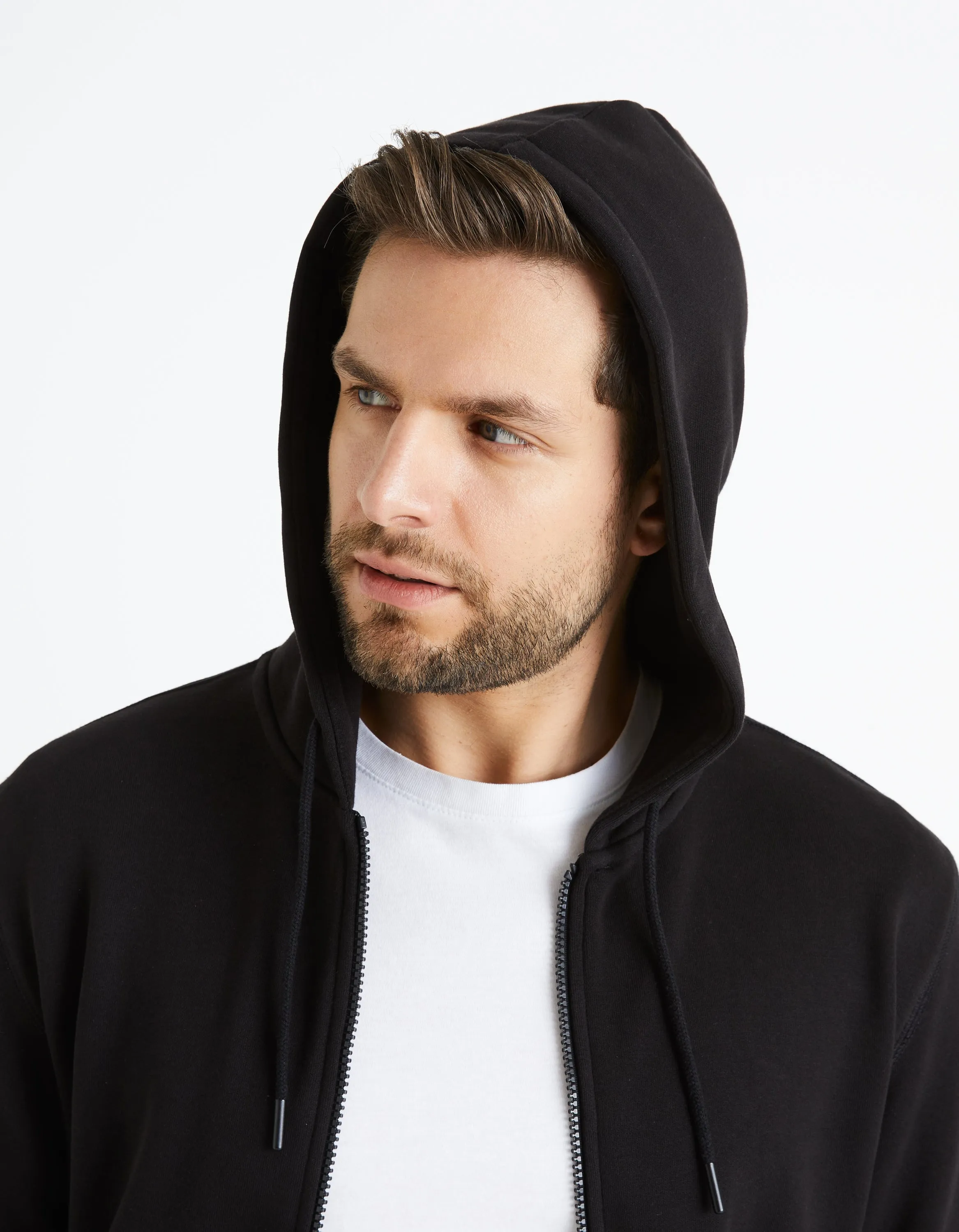 Zippered sweatshirt Hooded 100% cotton