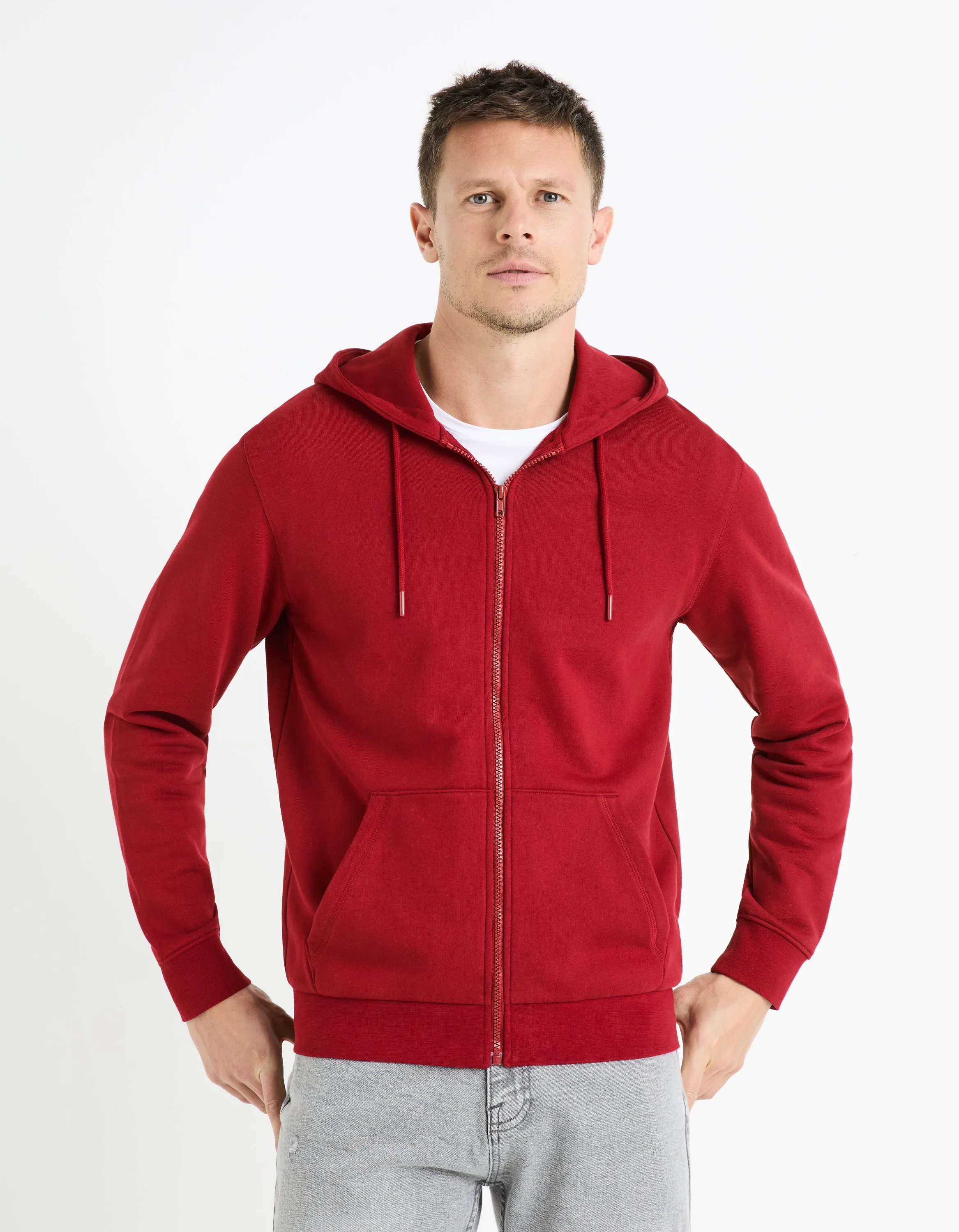 Zippered sweatshirt Hooded 100% cotton