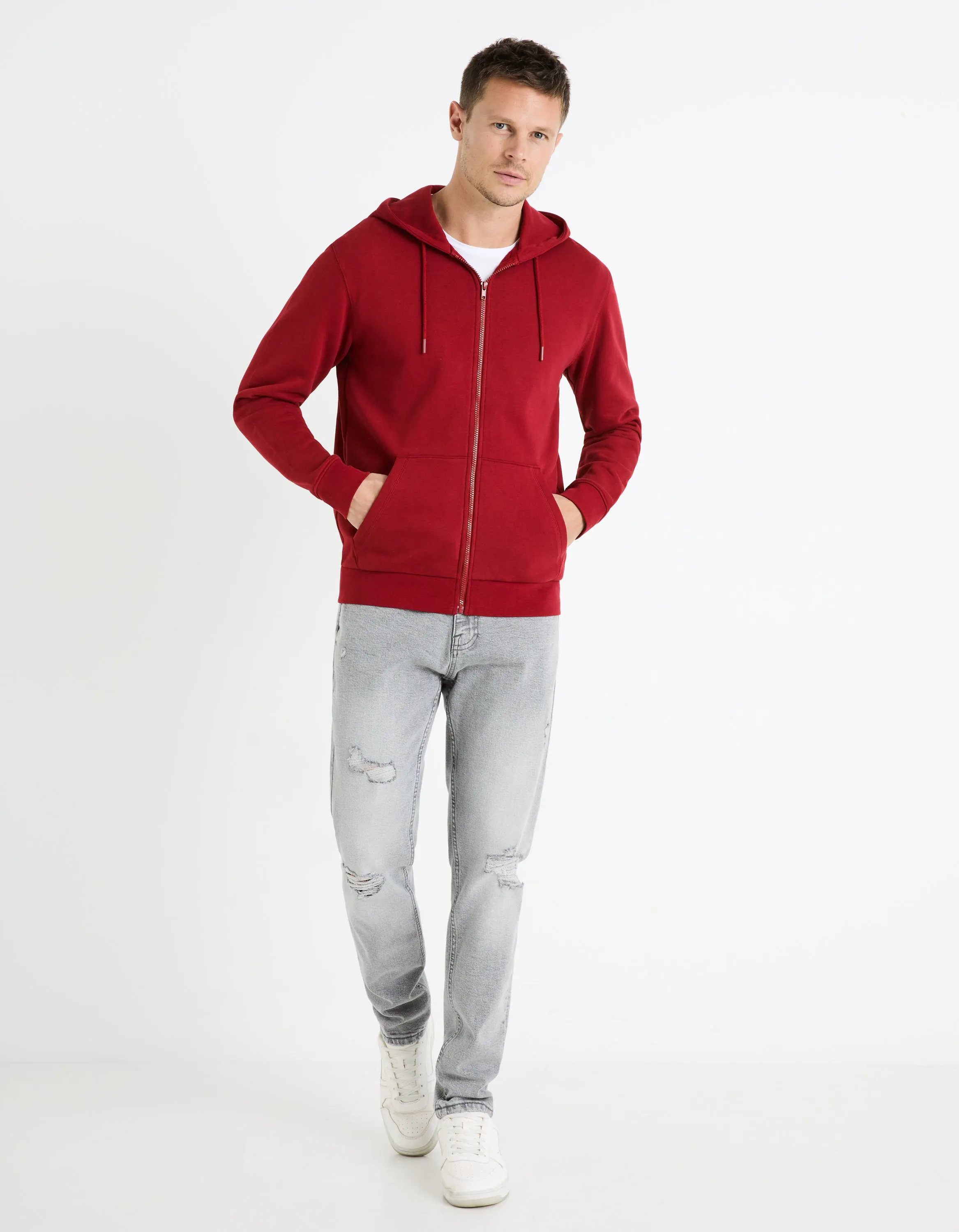 Zippered sweatshirt Hooded 100% cotton