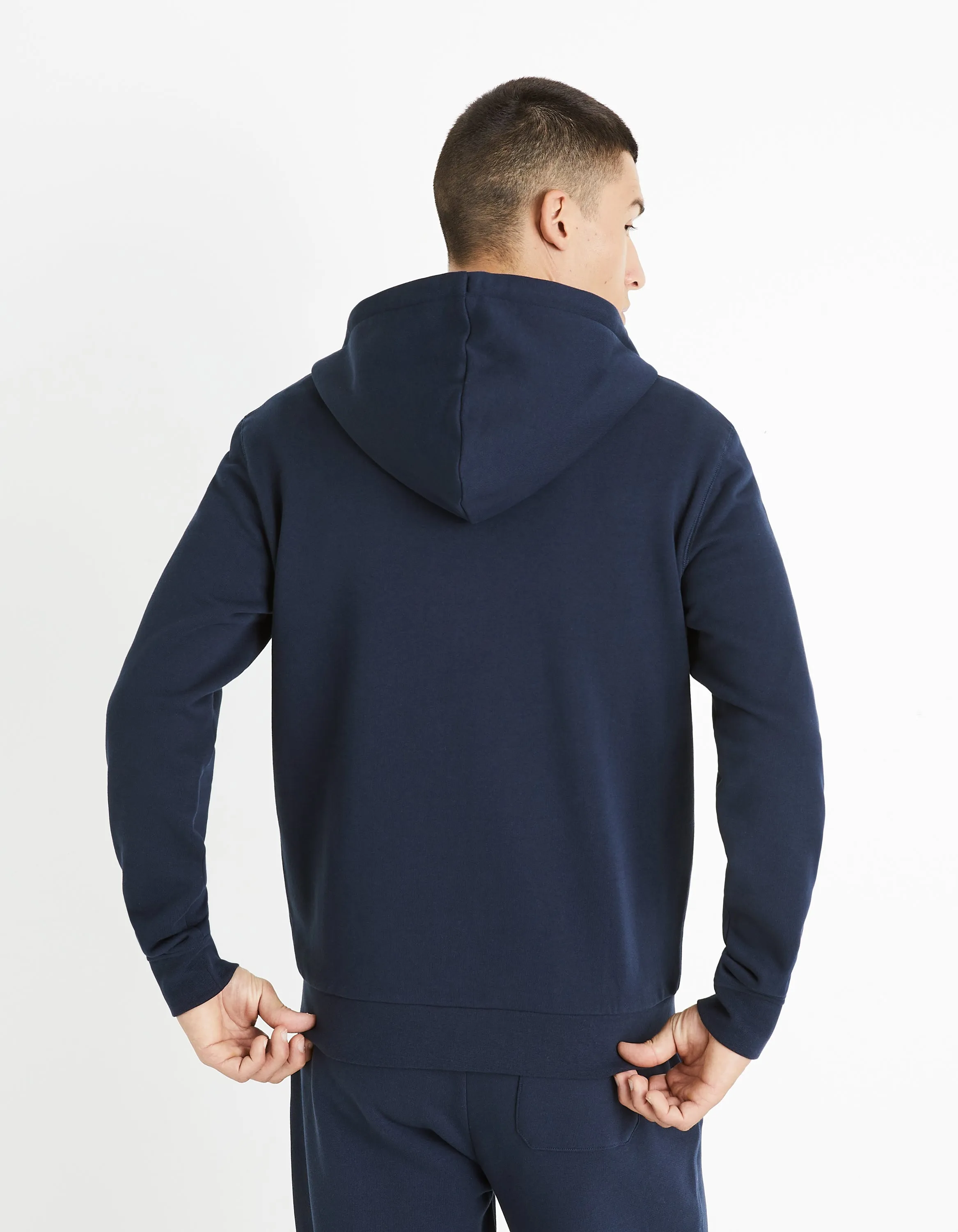 Zippered sweatshirt Hooded 100% cotton